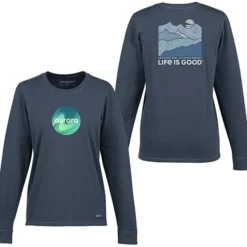 Life is Good Crusher Long Sleeve Tee - Ladies' - Full Color - Mountains