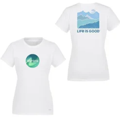 Life is Good Crusher Tee - Ladies' - Full Color - White - Mountains