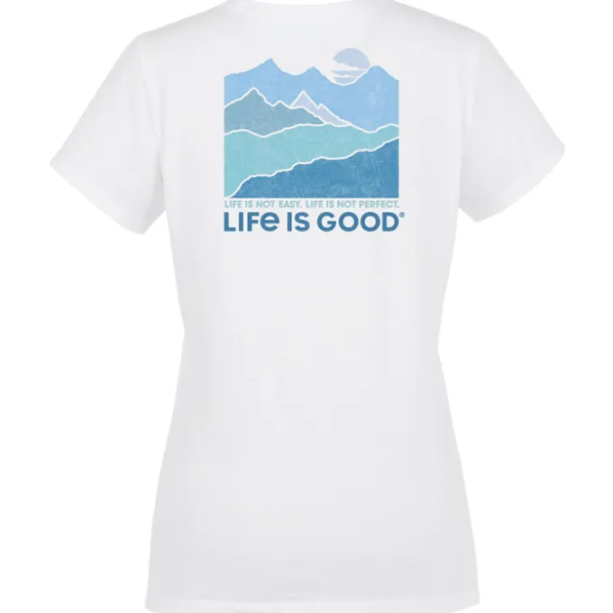 Life is Good Crusher Tee - Ladies' - Full Color - White - Mountains