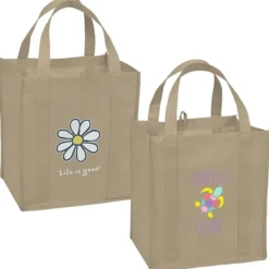 Life is Good Grocery Tote - Full Color - Daisy