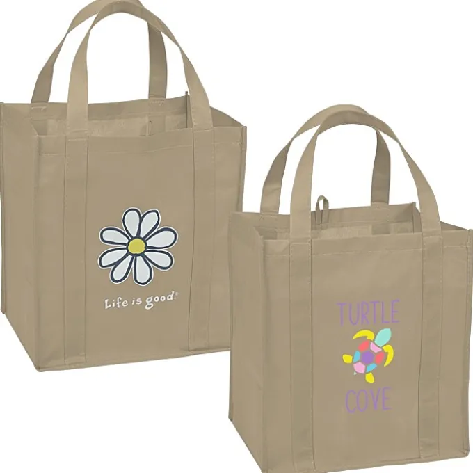 Life is Good Grocery Tote - Full Color - Daisy