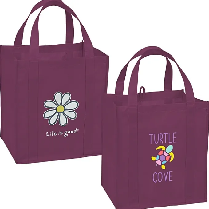 Life is Good Grocery Tote - Full Color - Daisy