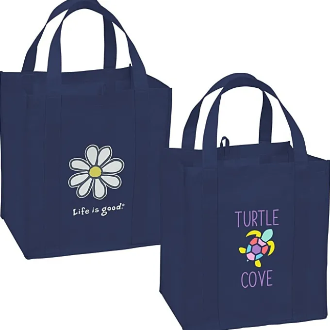 Life is Good Grocery Tote - Full Color - Daisy