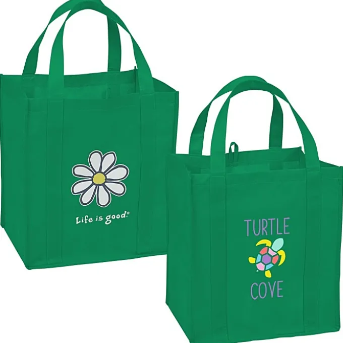 Life is Good Grocery Tote - Full Color - Daisy