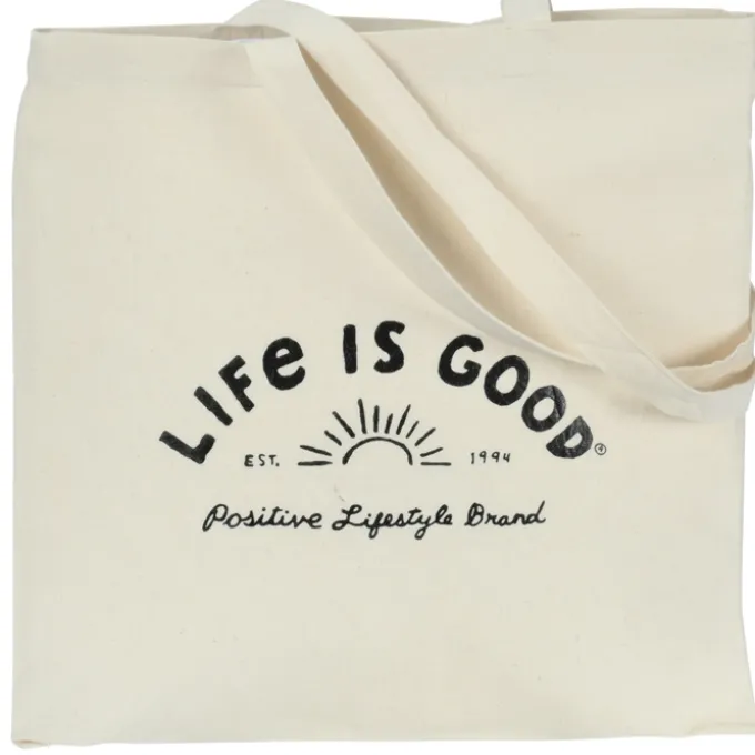 Life is Good Natural Cotton Sheeting Tote - Sun