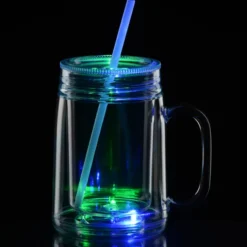Light-Up Mason Jar with Straw - 18 oz. - 24 hr