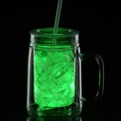 Light-Up Mason Jar with Straw - 18 oz.