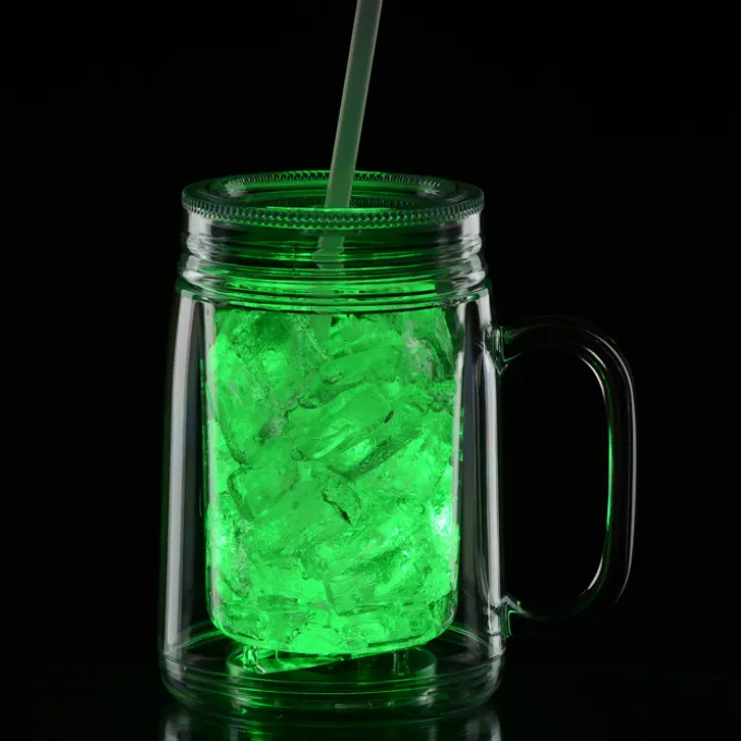 Light-Up Mason Jar with Straw - 18 oz.