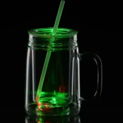 Light-Up Mason Jar with Straw - 18 oz.