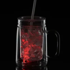 Light-Up Mason Jar with Straw - 18 oz.