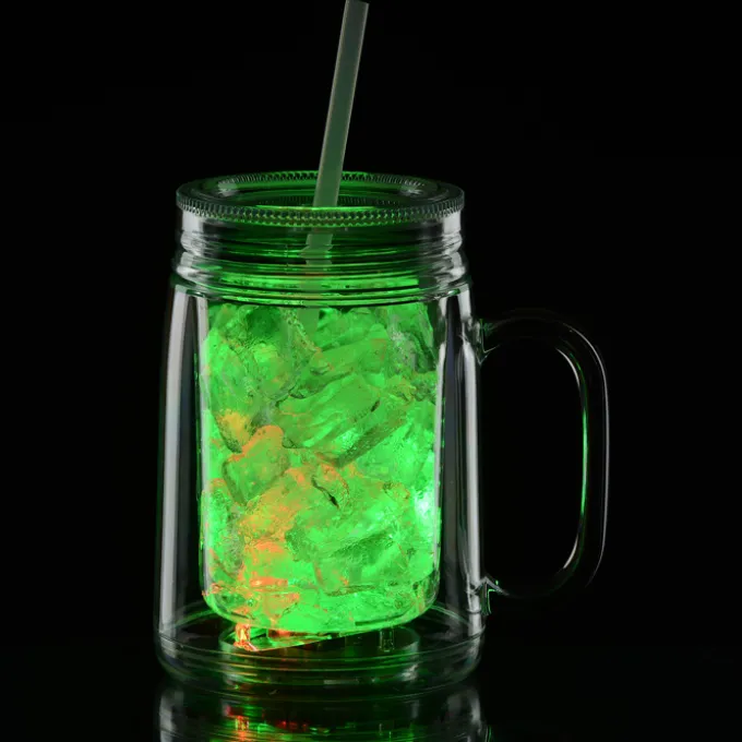Light-Up Mason Jar with Straw - 18 oz.