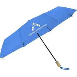 Manual Folding Umbrella with Wooden Handle - 46-inch Arc