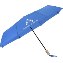 Manual Folding Umbrella with Wooden Handle - 46-inch Arc