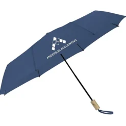 Manual Folding Umbrella with Wooden Handle - 46-inch Arc