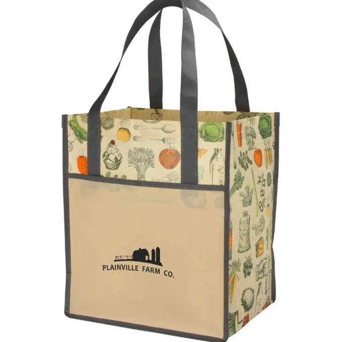 Matte Laminated Vintage Design Grocery Tote