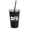 Matte Rubberized Tumbler with Straw - 16 oz. - Metallic Lid