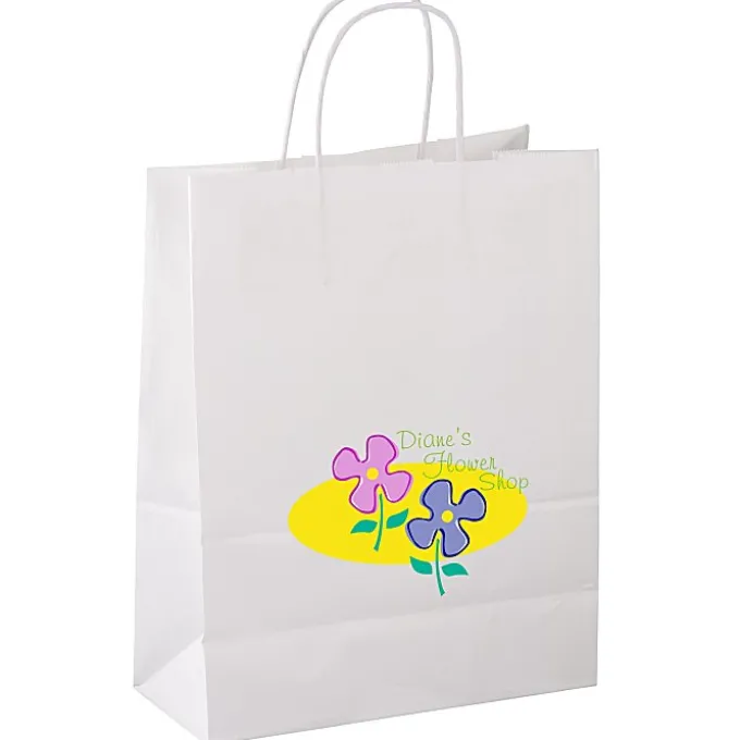 Matte Shopping Bag - 13 inches x 10 inches - White - Full Color