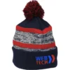 Melange Striped Pom Pom Cuffed Beanie