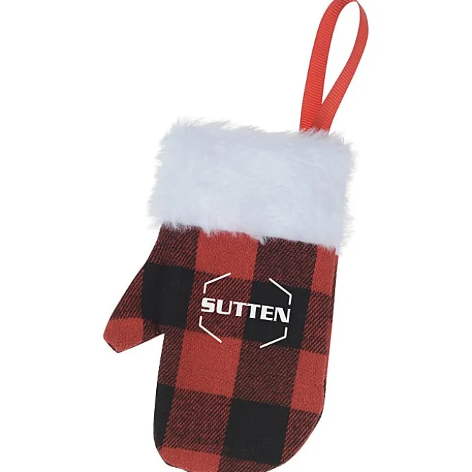 Mitten Plaid Holiday Ornament