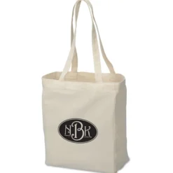Natural Canvas Hook and Loop Closure Tote Bag
