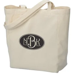 Natural Canvas Hook and Loop Closure Tote Bag