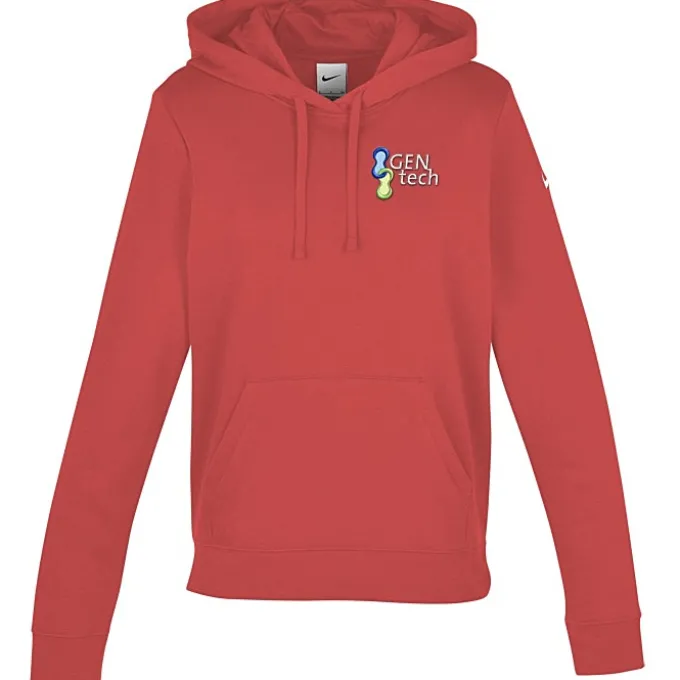 Nike Club Fleece Sleeve Swoosh Pullover Hoodie - Ladies' - Embroidered