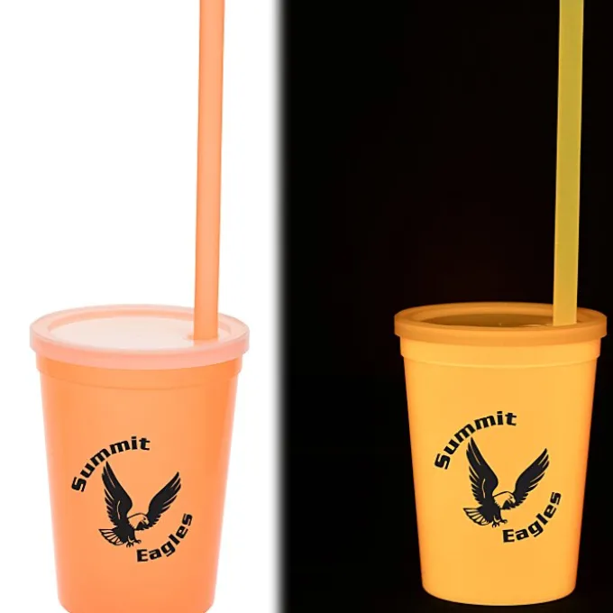 Nite Glow Stadium Cup with Straw - 11 oz. - 24 hr