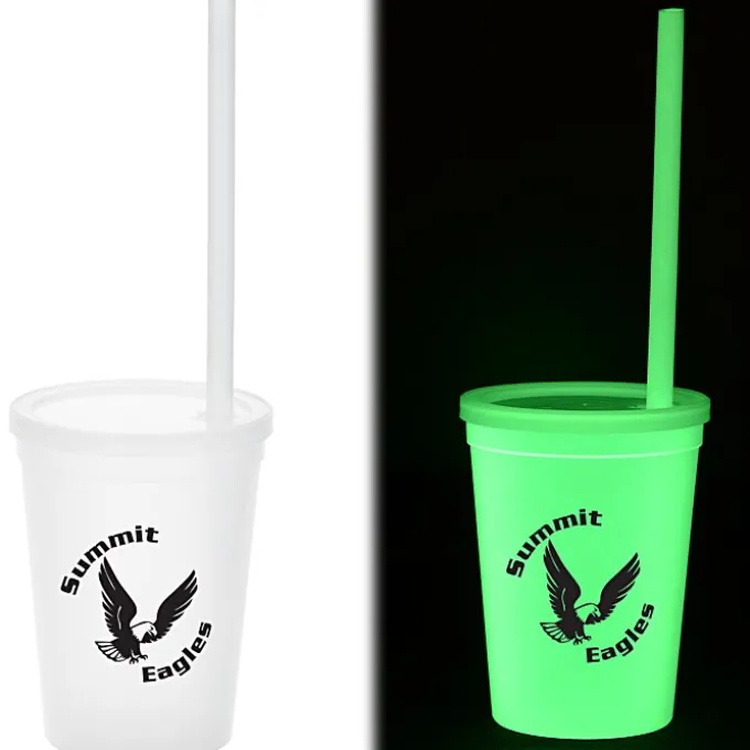 Nite Glow Stadium Cup with Straw - 11 oz. - 24 hr