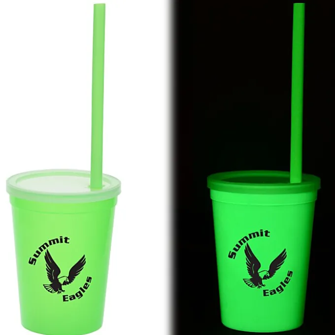 Nite Glow Stadium Cup with Straw - 11 oz. - 24 hr