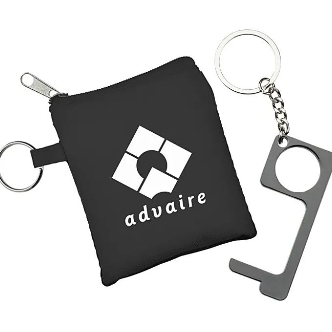 No Contact Keychain with Pouch