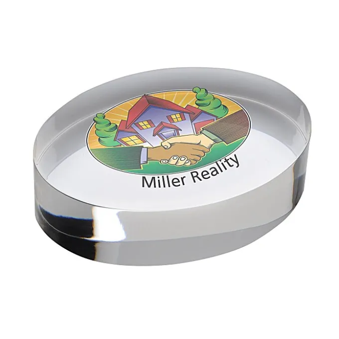 Oval Acrylic Paperweight - Full Color