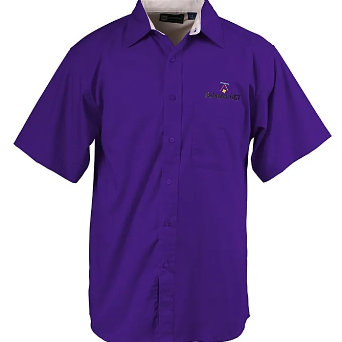 Peached Fine Line Short Sleeve Twill Shirt - Men's