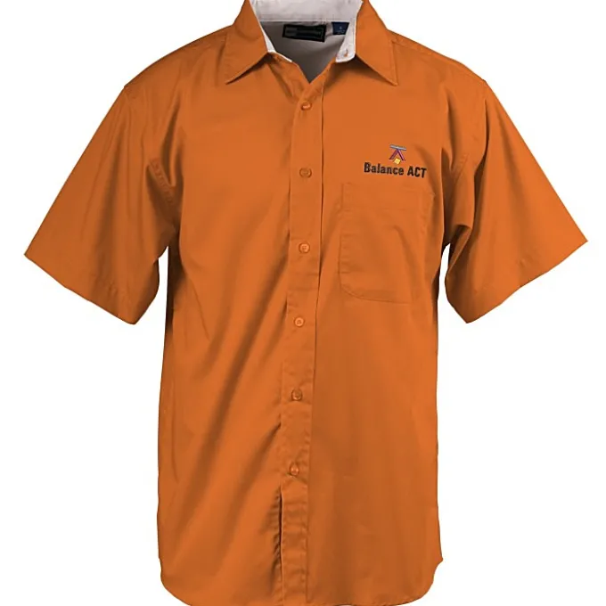 Peached Fine Line Short Sleeve Twill Shirt - Men's