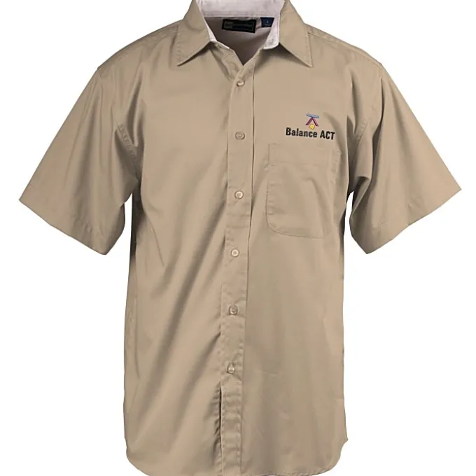 Peached Fine Line Short Sleeve Twill Shirt - Men's