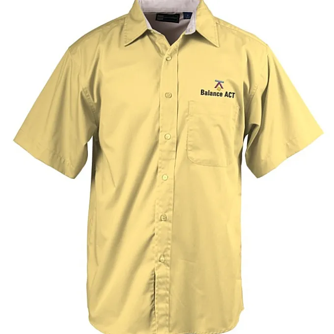 Peached Fine Line Short Sleeve Twill Shirt - Men's