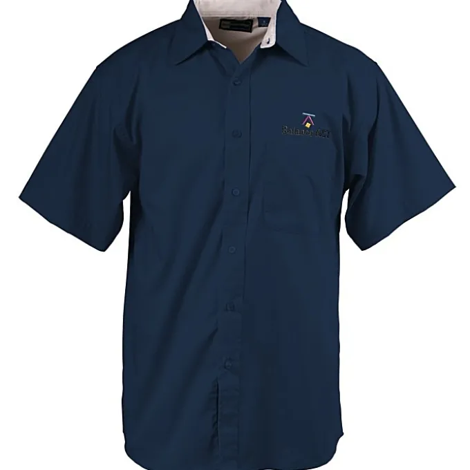 Peached Fine Line Short Sleeve Twill Shirt - Men's
