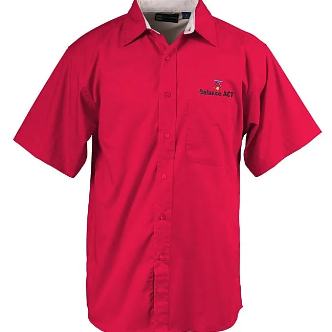 Peached Fine Line Short Sleeve Twill Shirt - Men's