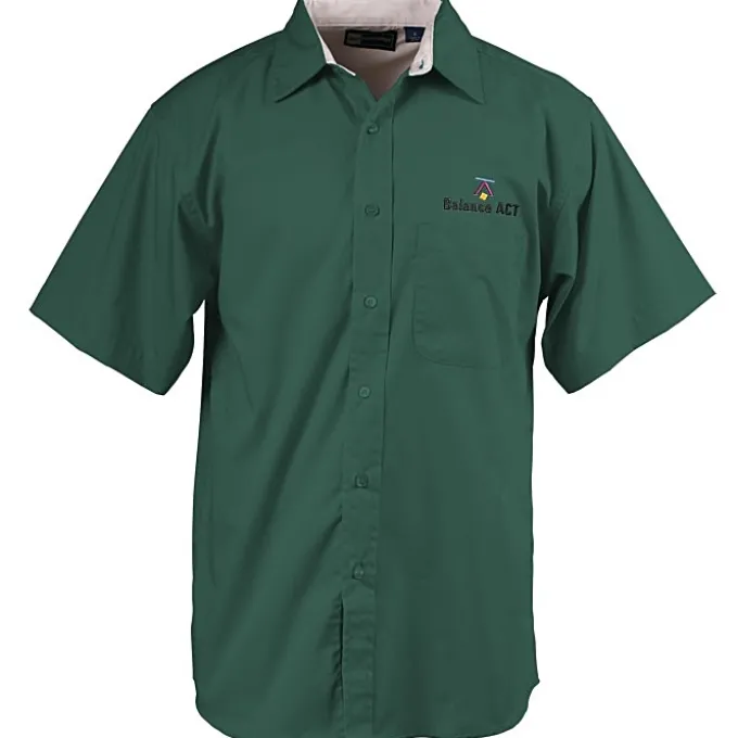 Peached Fine Line Short Sleeve Twill Shirt - Men's