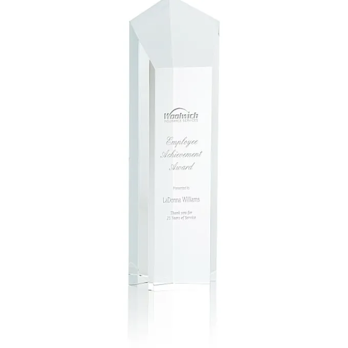 Pentagon Crystal Tower Award - 10 inches