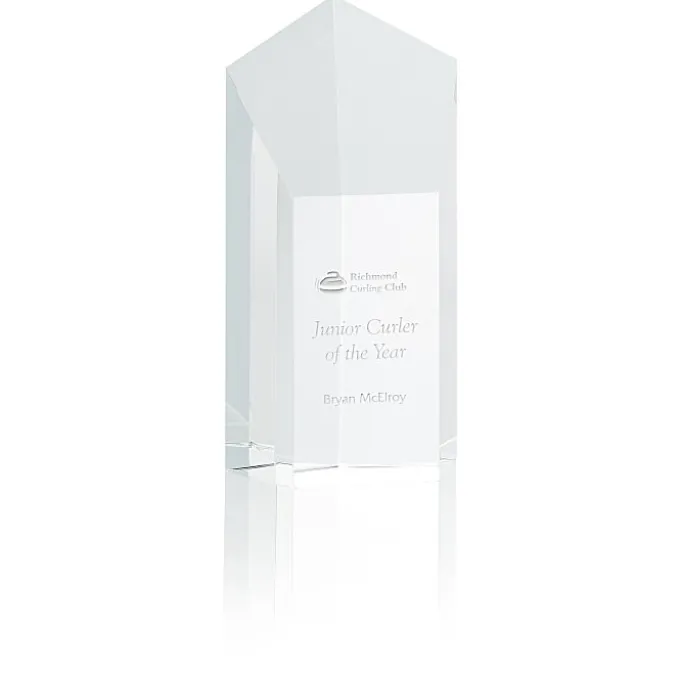 Pentagon Crystal Tower Award - 6 inches