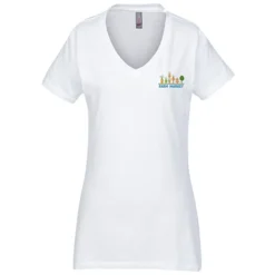 Perfect Weight V-Neck Tee - Ladies' - Embroidered