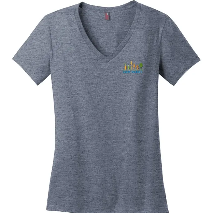 Perfect Weight V-Neck Tee - Ladies' - Embroidered