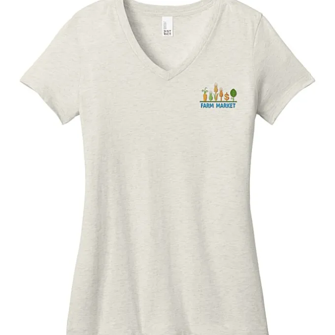 Perfect Weight V-Neck Tee - Ladies' - Embroidered