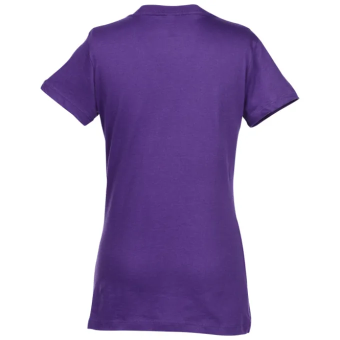 Perfect Weight V-Neck Tee - Ladies' - Embroidered