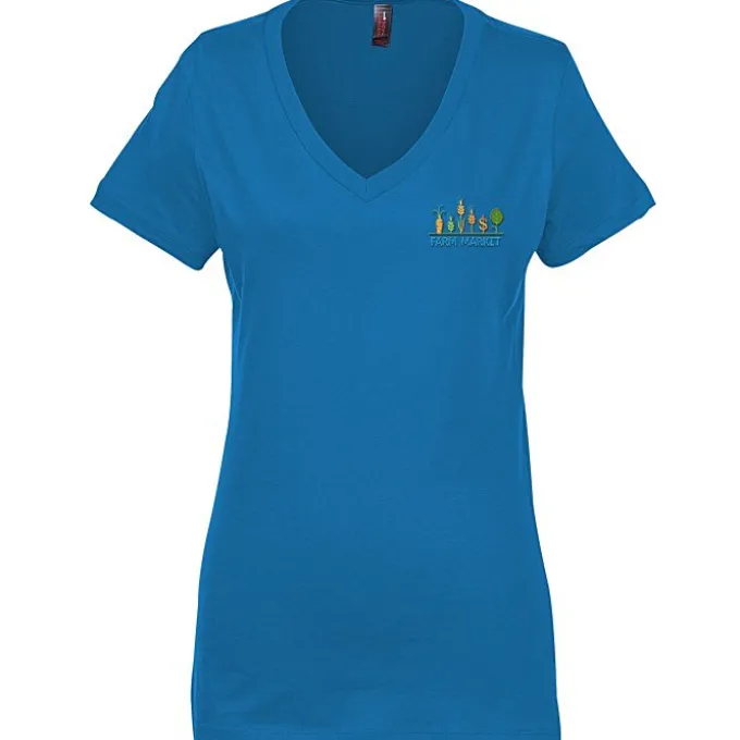 Perfect Weight V-Neck Tee - Ladies' - Embroidered