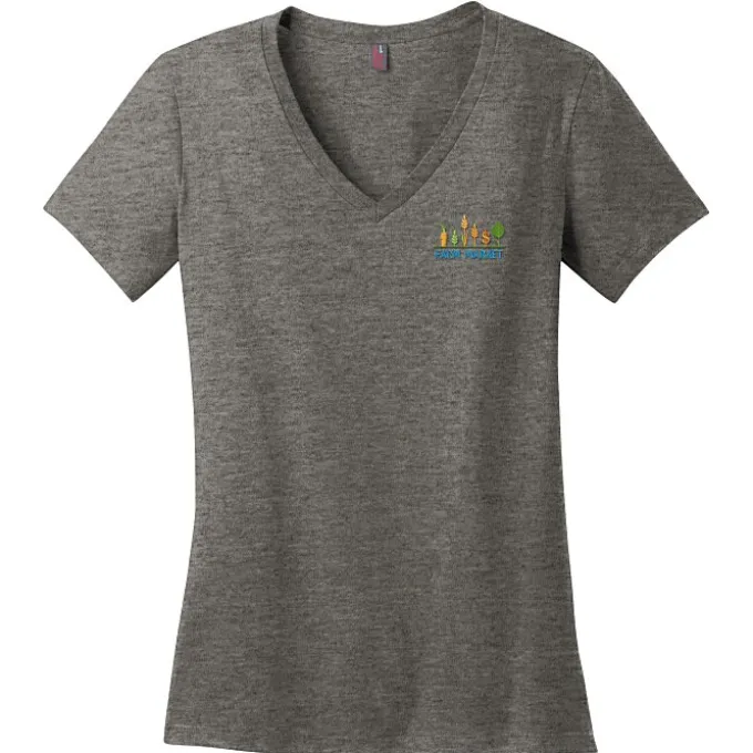Perfect Weight V-Neck Tee - Ladies' - Embroidered