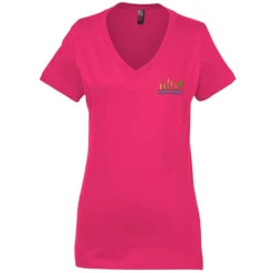 Perfect Weight V-Neck Tee - Ladies' - Embroidered