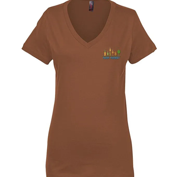 Perfect Weight V-Neck Tee - Ladies' - Embroidered