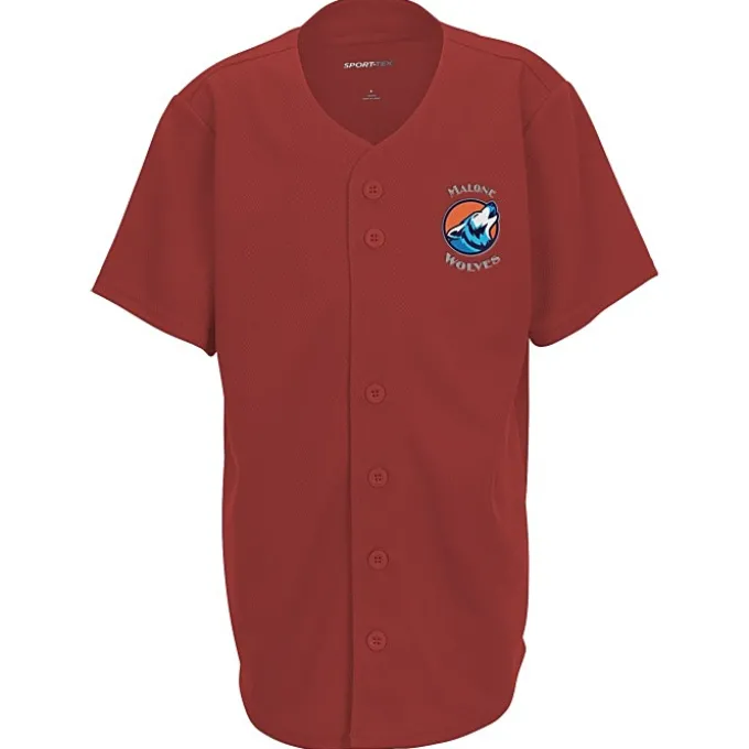 Performance Tough Mesh Full Button Jersey - Youth - Embroidered