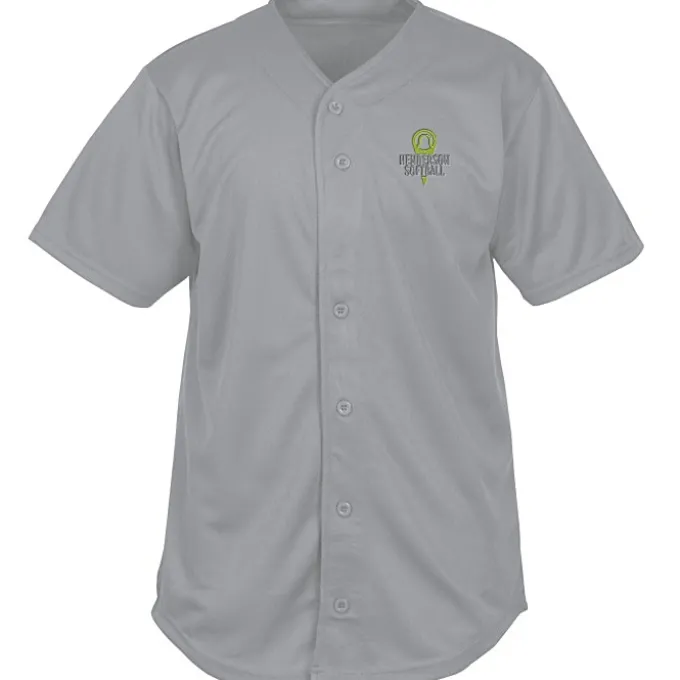 Performance Tough Mesh Full Button Jersey - Embroidered
